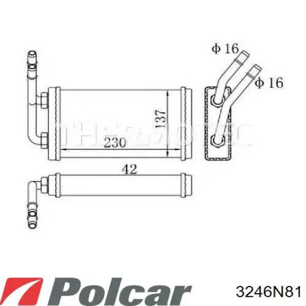 3246N81 Polcar Радіатор опалювача салону