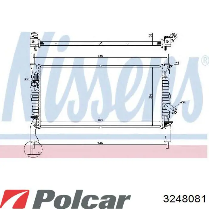 Радіатор охолодження двигуна 3248081 Polcar