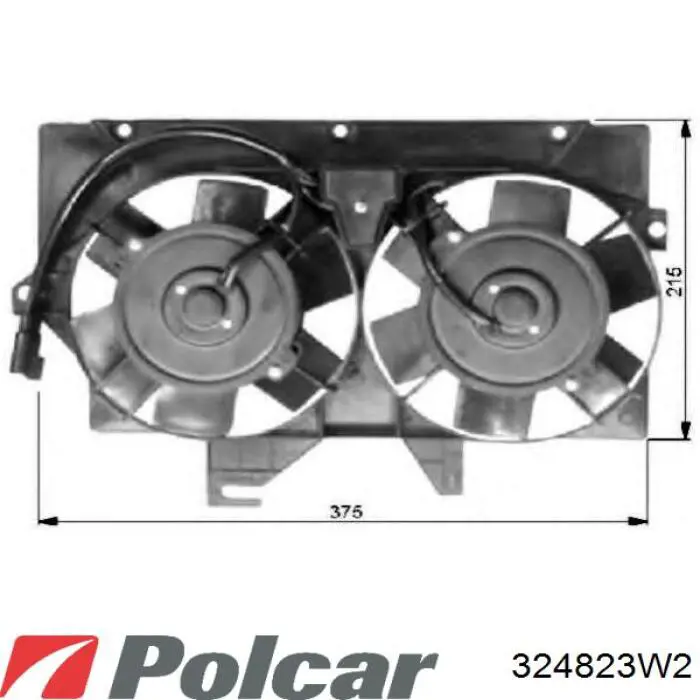 Дифузор радіатора охолодження, в зборі з двигуном і крильчаткою Polcar 324823W2 ціна, від 189.25 USD