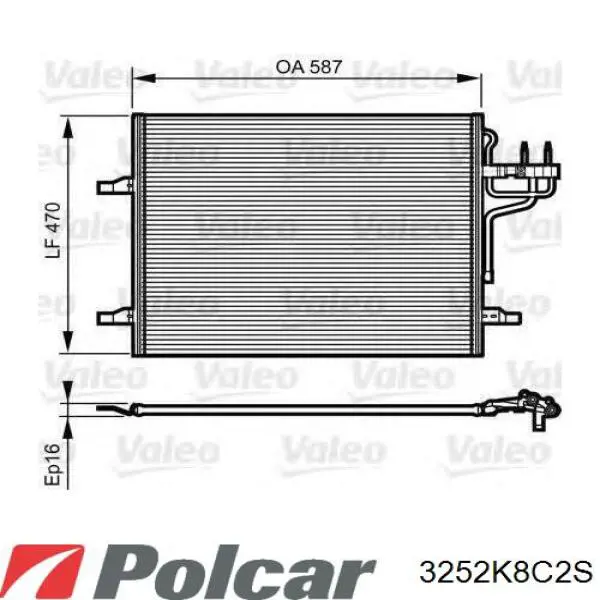 Радіатор кондиціонера 3252K8C2S Polcar