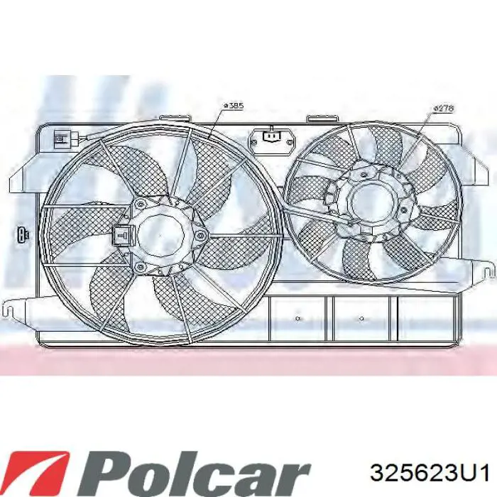 Дифузор радіатора охолодження, в зборі з двигуном і крильчаткою Polcar 325623U1 ціна, від 64.90 USD