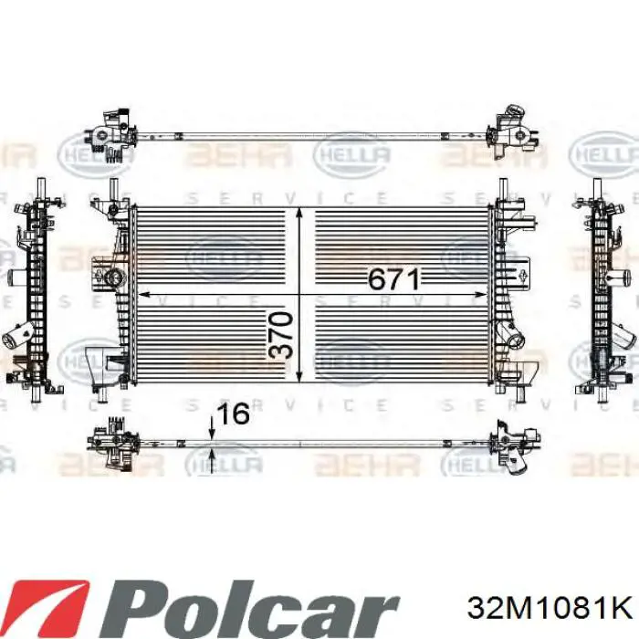 32M1081K Polcar радіатор охолодження двигуна