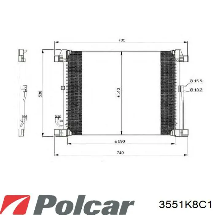 Радіатор кондиціонера 3551K8C1 Polcar