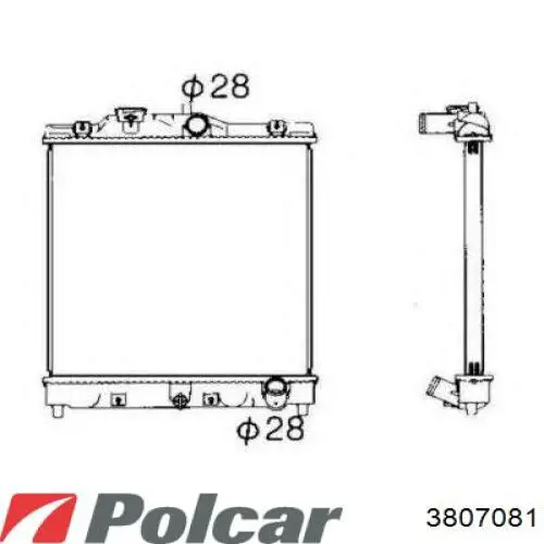 Радіатор охолодження двигуна 3807081 Polcar