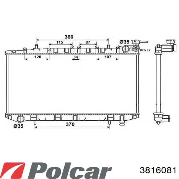 3816081 Polcar Радіатор охолодження двигуна