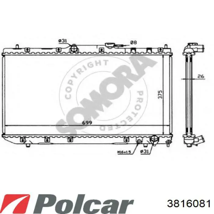 Радіатор основний Polcar 3816081 ціна, від 85.27 USD