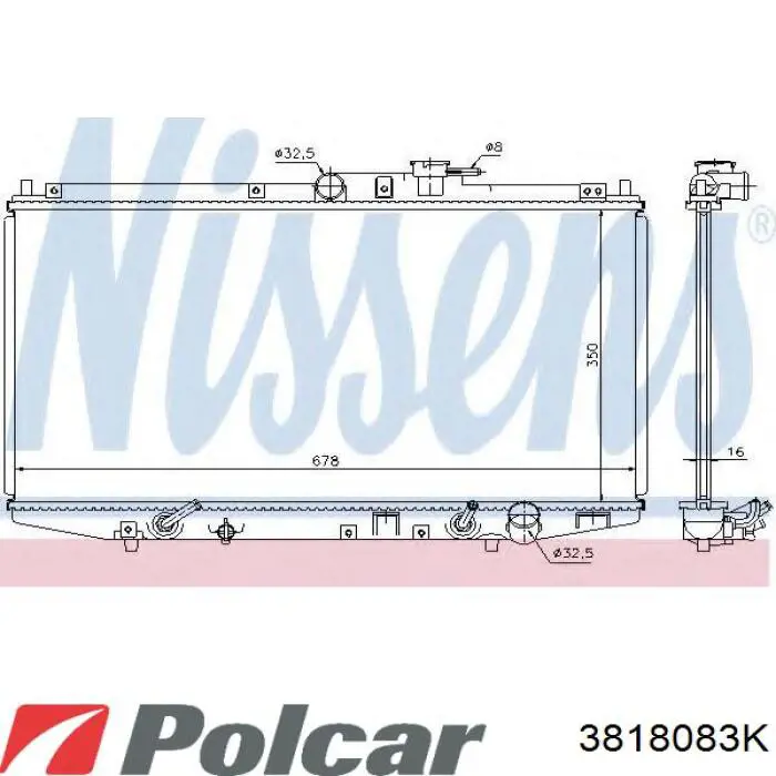 Радіатор охолодження двигуна 3818083K Polcar