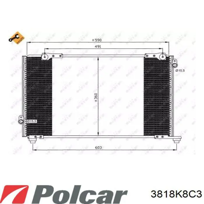 Конденсатор кондиціонера Polcar 3818K8C3 ціна, від 56.82 USD