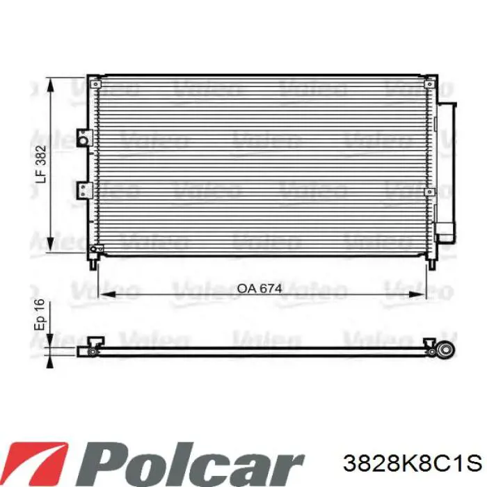 Радіатор кондиціонера 3828K8C1S Polcar