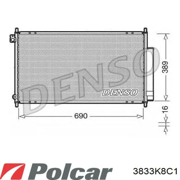 Радіатор кондиціонера 3833K8C1 Polcar