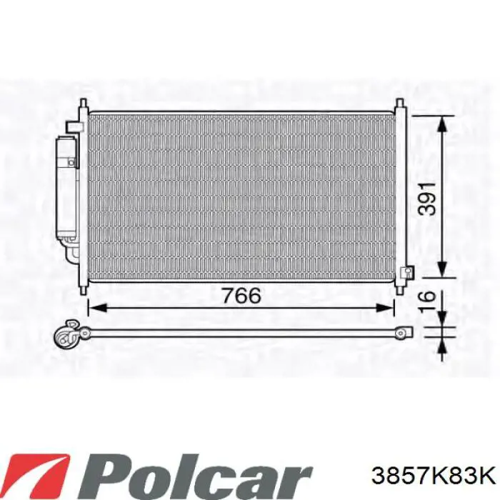 Радіатор кондиціонера 3857K83K Polcar