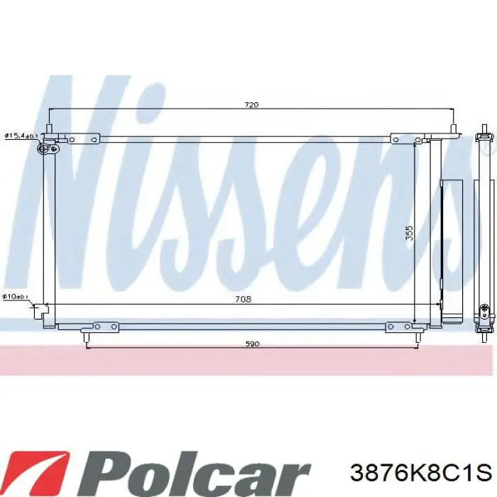 Радіатор кондиціонера 3876K8C1S Polcar