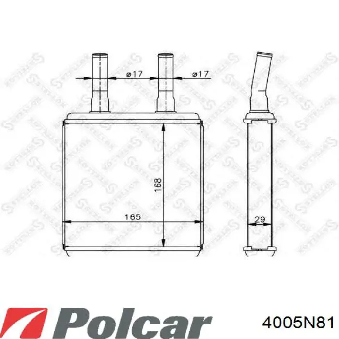 Радіатор пічки (обігрівача) Polcar 4005N81 ціна, від 26.50 USD