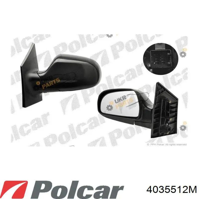 4035512M Polcar Дзеркало заднього виду, ліве