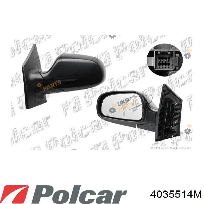 4035514M Polcar Дзеркало заднього виду, ліве
