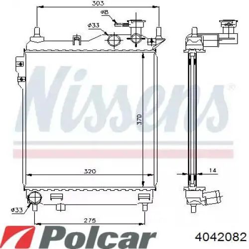 Радіатор охолодження двигуна 4042082 Polcar