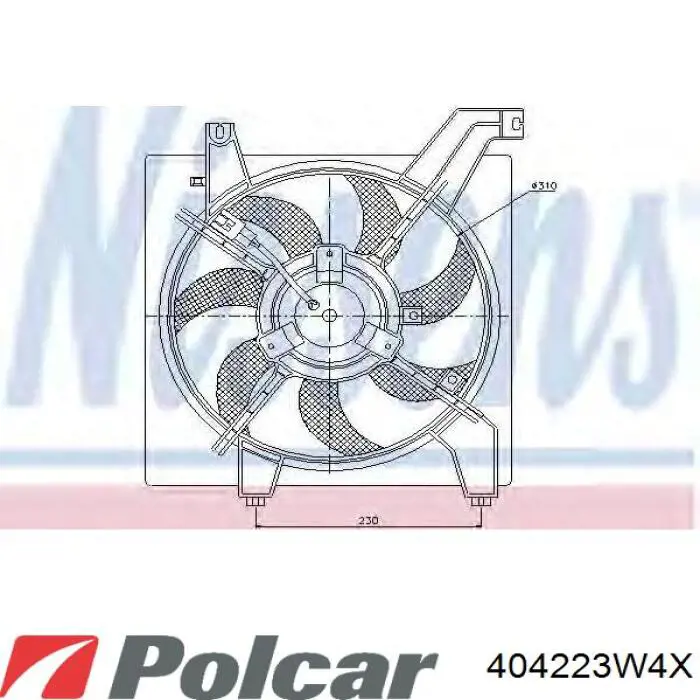Дифузор радіатора охолодження, в зборі з двигуном і крильчаткою Polcar 404223W4X ціна, від 148.47 USD