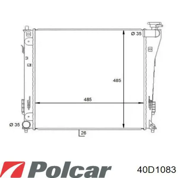 Радіатор основний Polcar 40D1083 ціна, від 103.61 USD