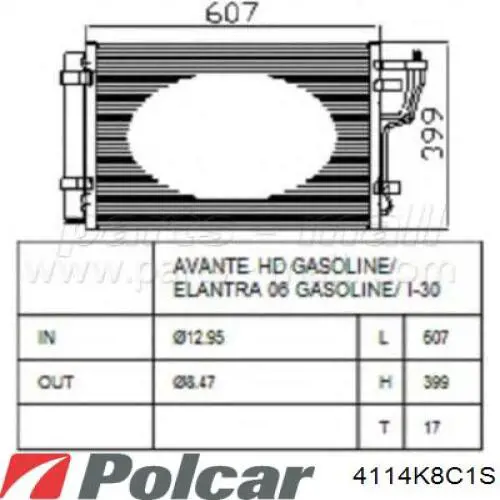 Радіатор кондиціонера 4114K8C1S Polcar