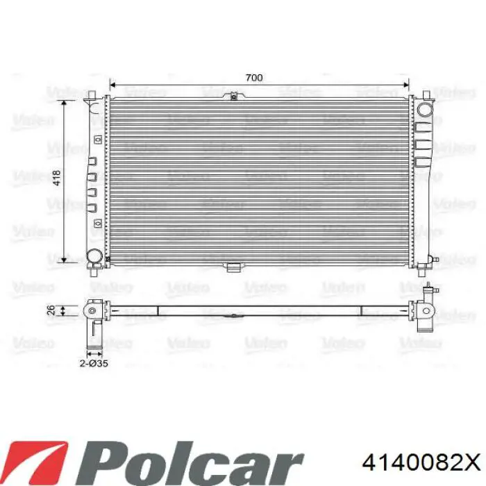 4140082X Polcar радіатор охолодження двигуна