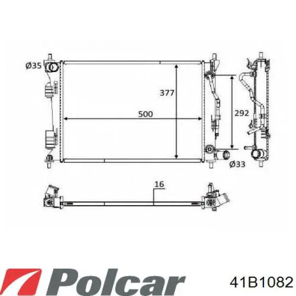 41B1082 Polcar радіатор охолодження двигуна