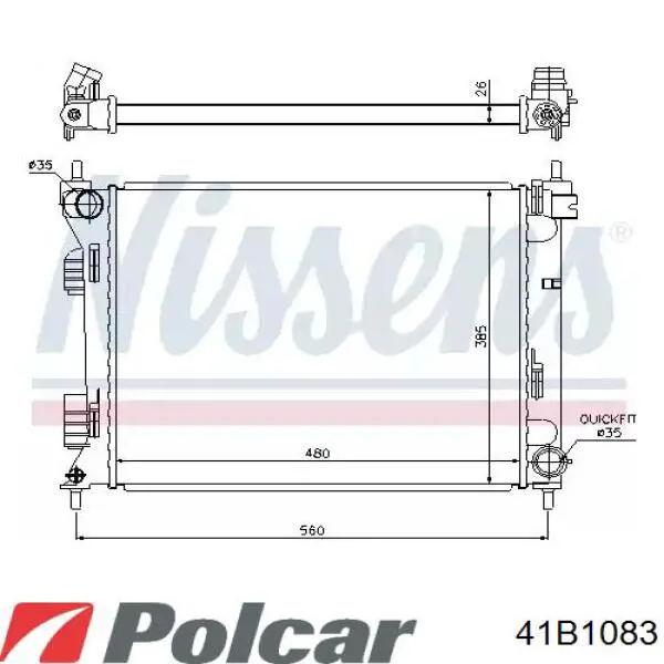 41B1083 Polcar Радіатор охолодження двигуна