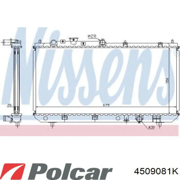 Радіатор основний Polcar 4509081K ціна, від 145.46 USD