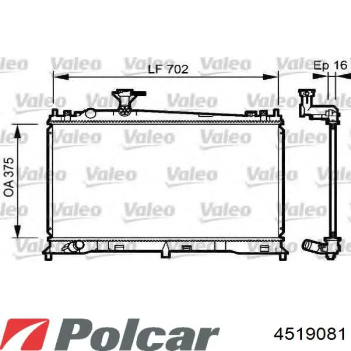Радіатор основний Polcar 4519081 ціна, від 77.36 USD