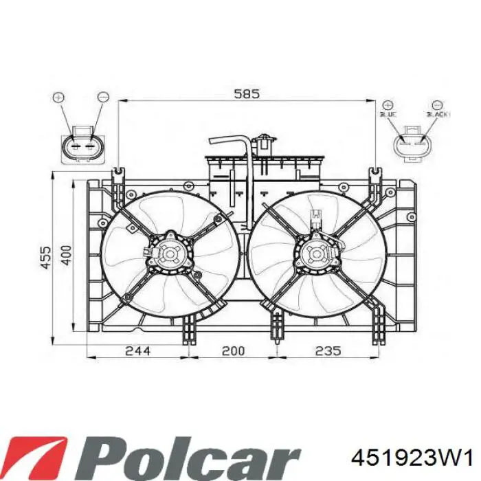 451923W1 Polcar дифузор радіатора охолодження, в зборі з двигуном і крильчаткою