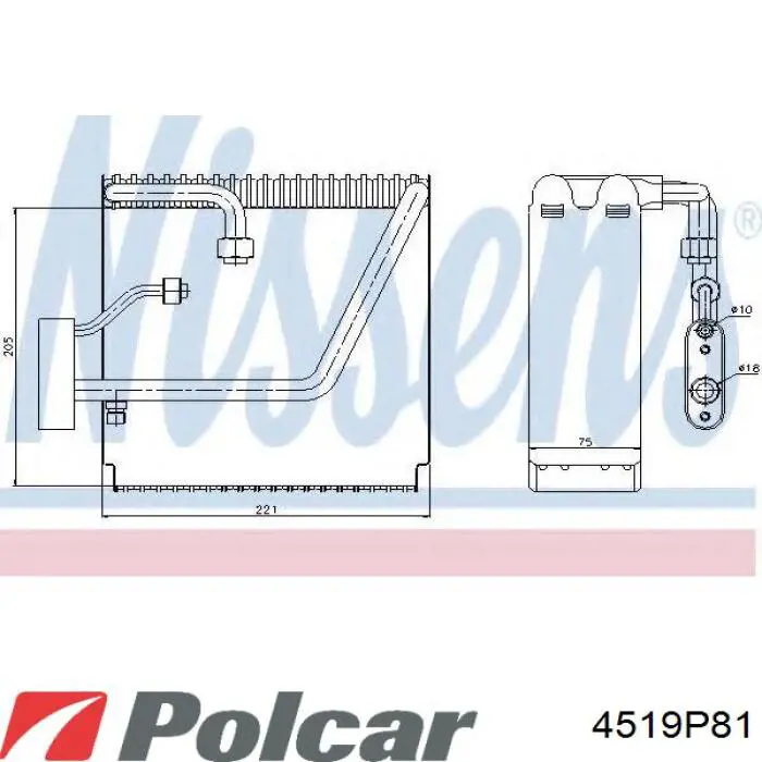 4519P81 Polcar радіатор кондиціонера салонний, випарник