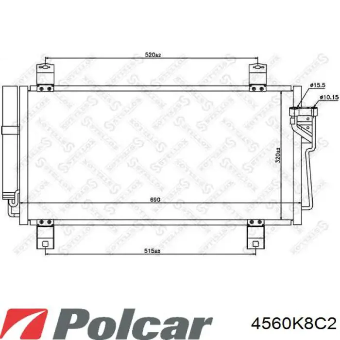 Радіатор кондиціонера 4560K8C2 Polcar