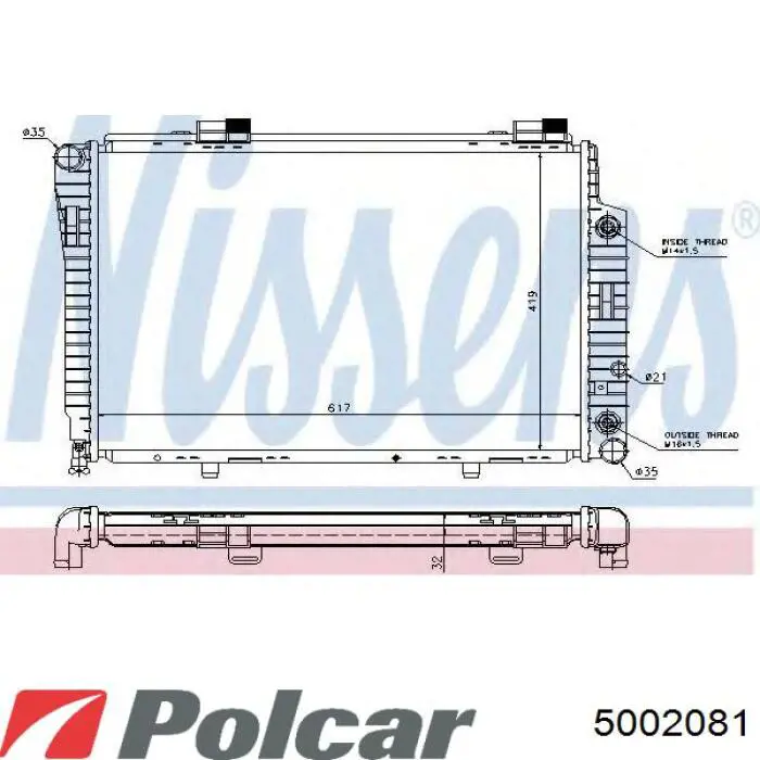 5002081 Polcar Радіатор охолодження двигуна