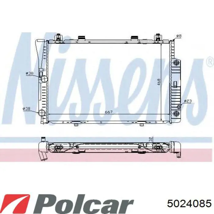 Радіатор основний Polcar 5024085 ціна, від 137.81 USD