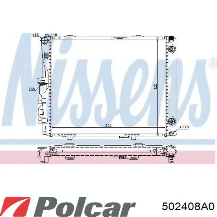 Радіатор основний Polcar 502408A0 ціна, від 85.50 USD