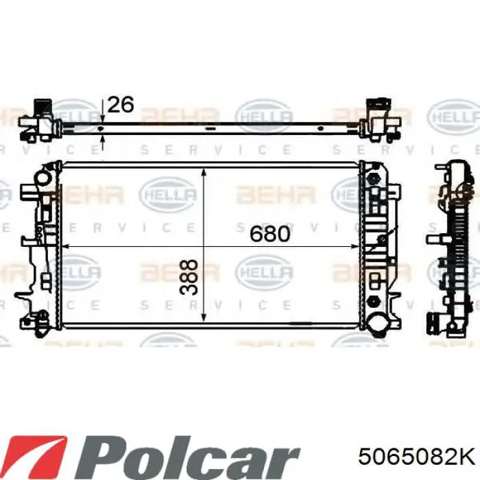 Радіатор охолодження двигуна 5065082K Polcar