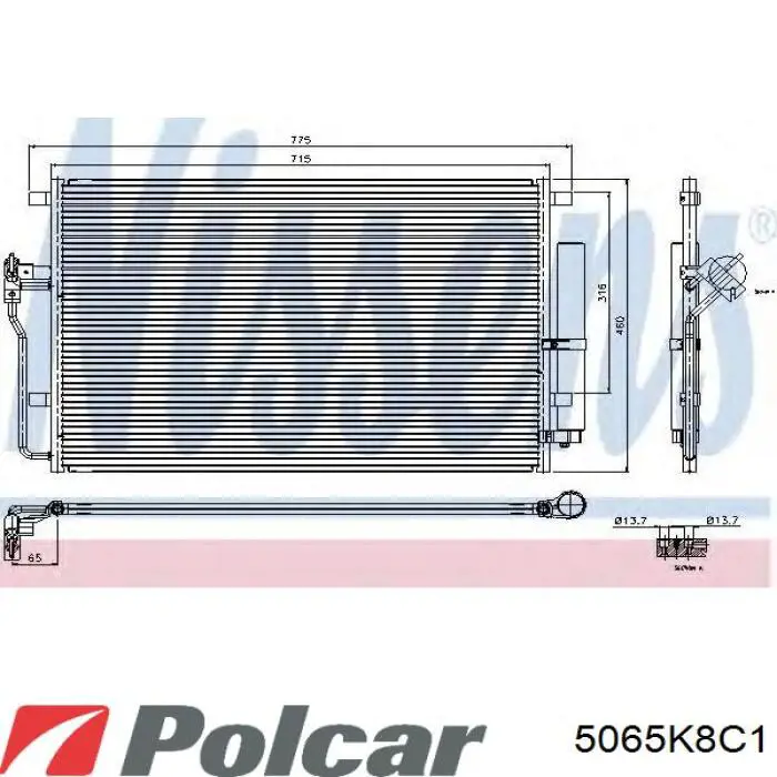 Купити 5065K8C1 Polcar Радіатор системи охолодження кондиціонера