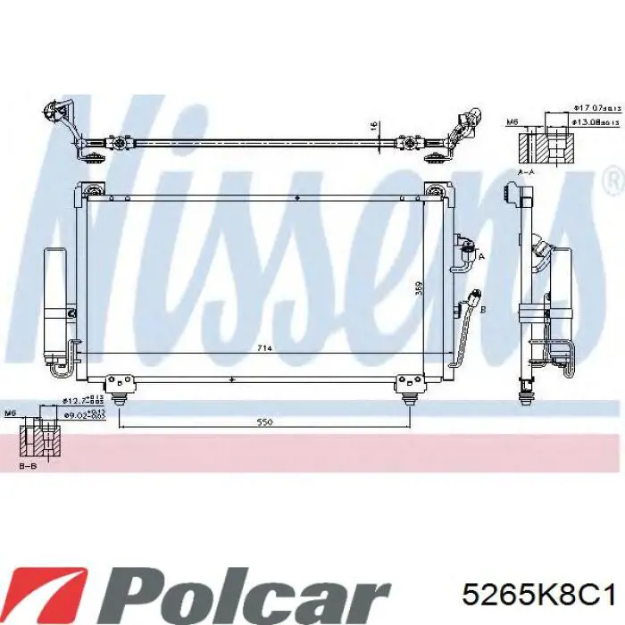 Радіатор кондиціонера 5265K8C1 Polcar