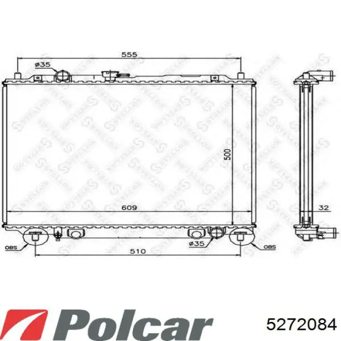 Радіатор охолодження двигуна 5272084 Polcar