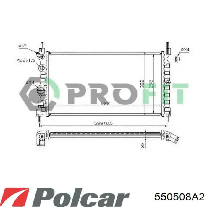 Радіатор основний Polcar 550508A2 ціна, від 36.54 USD