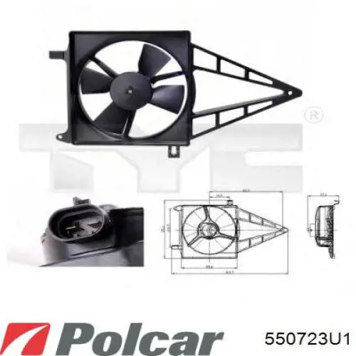 550723U1 Polcar електровентилятор охолодження в зборі (двигун + крильчатка)