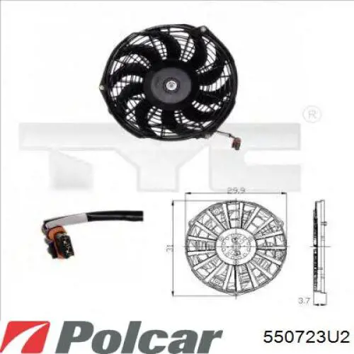 550723U2 Polcar електровентилятор охолодження в зборі (двигун + крильчатка)