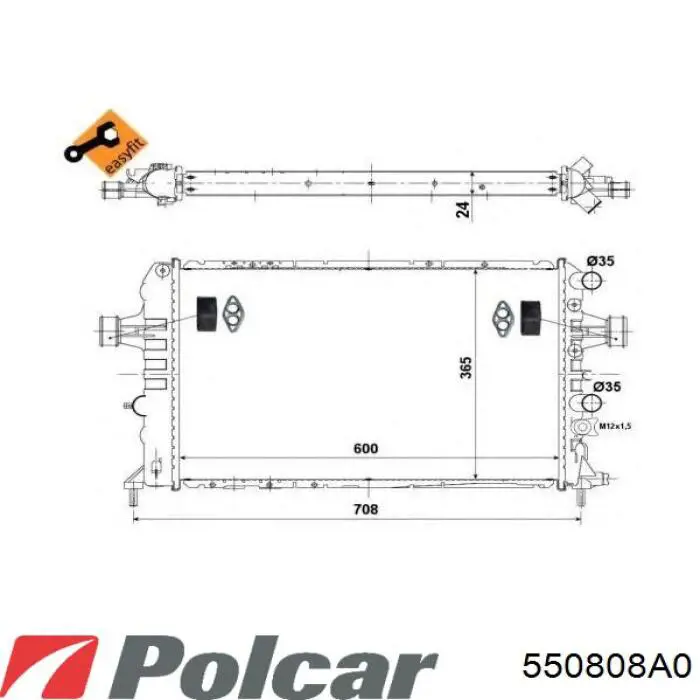 Радіатор охолодження двигуна 550808A0 Polcar