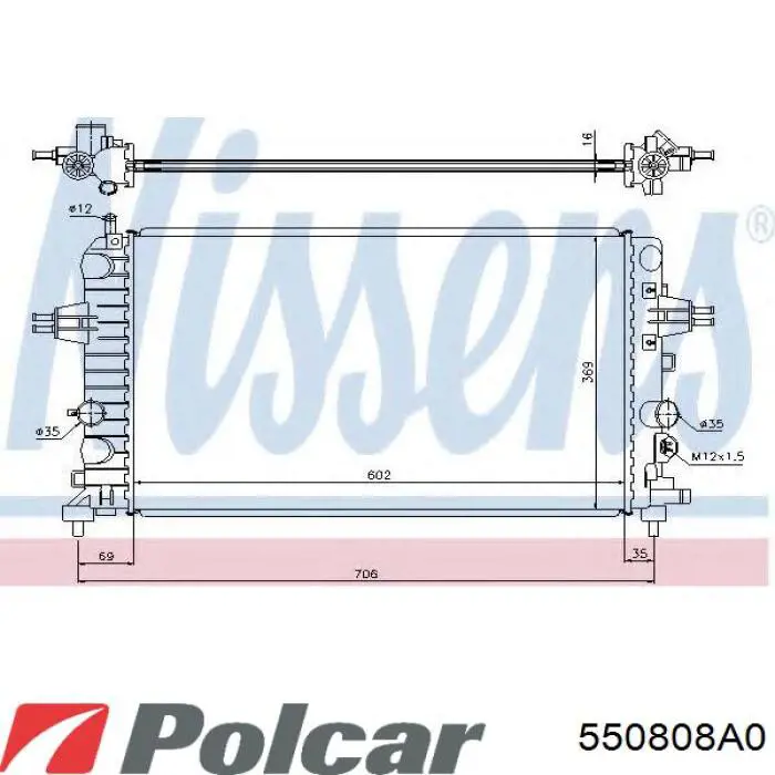550808A0 Polcar Радіатор охолодження двигуна