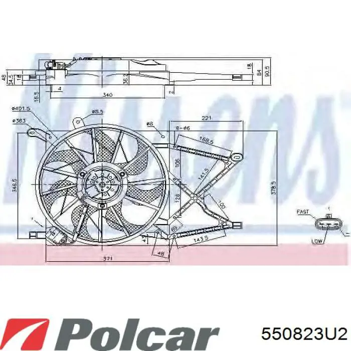 550823U2 Polcar Дифузор радіатора охолодження, в зборі з мотором і крильчаткою