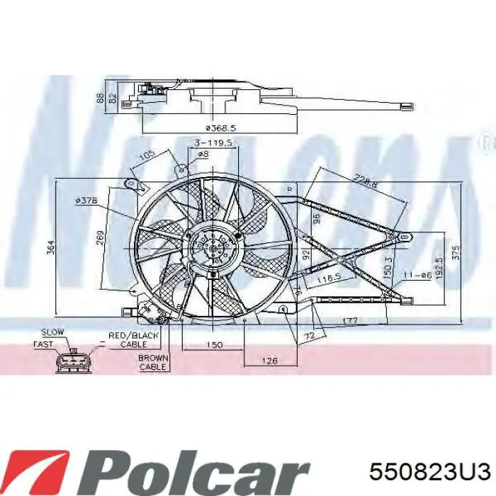 Вентилятор радіатора Polcar 550823U3 ціна, від 44.62 USD