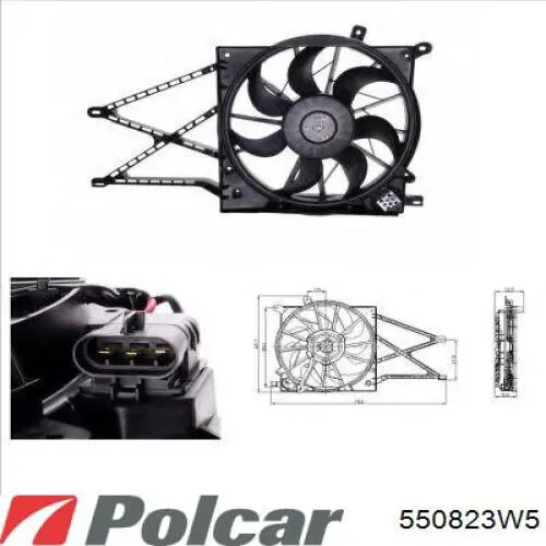 550823W5 Polcar електровентилятор охолодження в зборі (двигун + крильчатка)