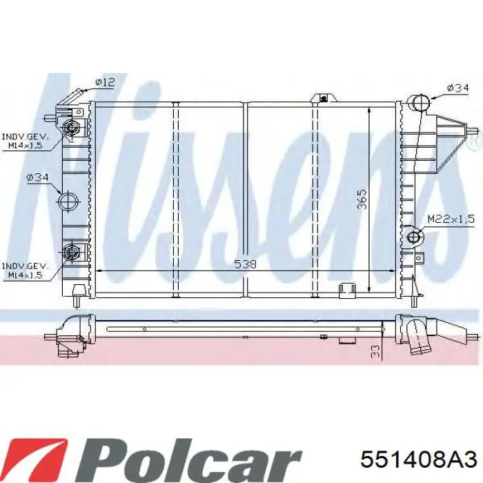 Радіатор основний Polcar 551408A3 ціна, від 40.25 USD
