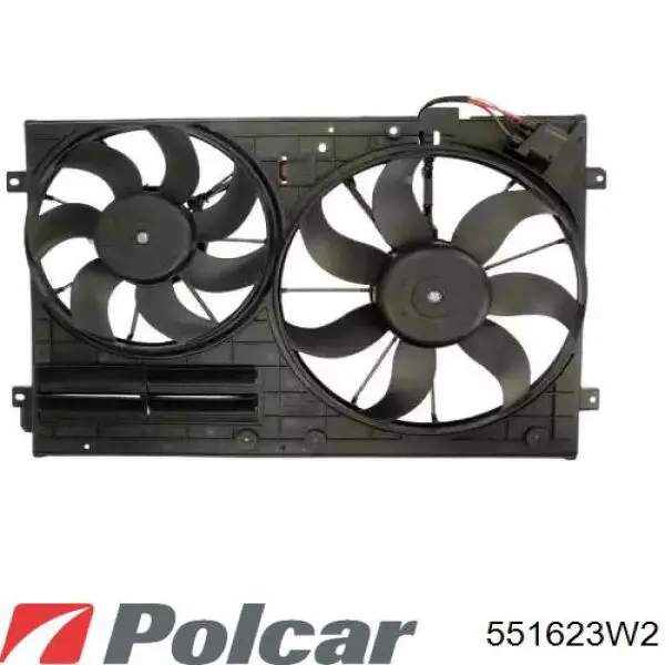 Дифузор радіатора охолодження, в зборі з двигуном і крильчаткою Polcar 551623W2 ціна, від 50.11 USD