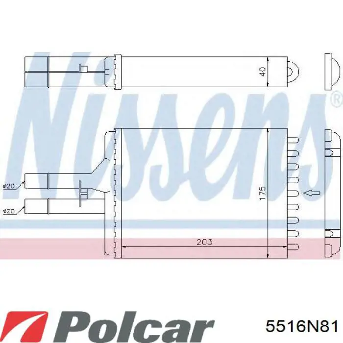 5516N81 Polcar Радіатор опалювача салону