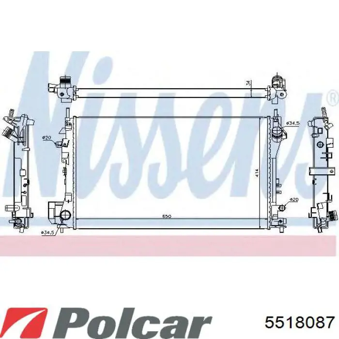 Радіатор основний Polcar 5518087 ціна, від 113.38 USD